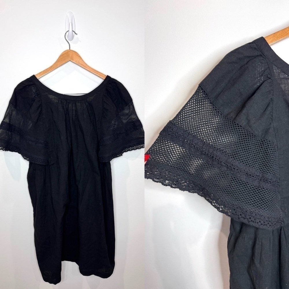 Old Navy Cotton Lace Midi Black Dress with Pockets (M)